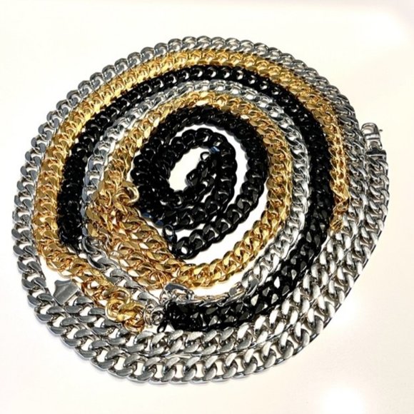 CHAIN Necklace in silver, gold and black 6 ❤️ - Picture 3 of 6